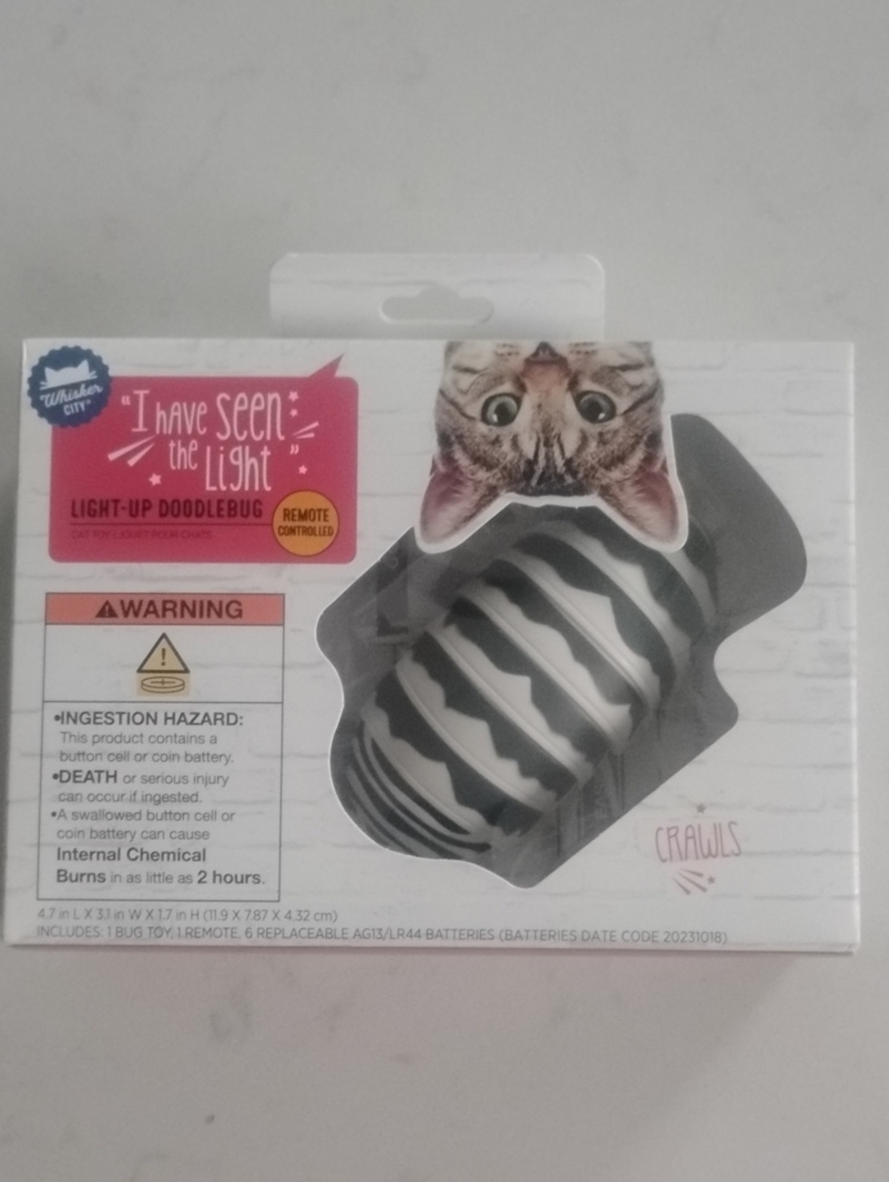 Light-Up Doodlebug Remote Cat Toy by Whisker City — Black & White